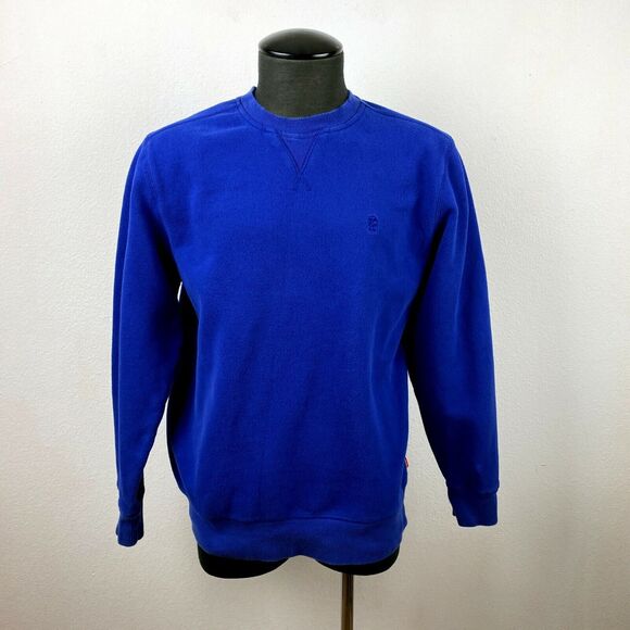 Izod Men’s Blue Fleece Pullover Sweatshirt Cotton Blend Crew Neck Long Sleeves M - Picture 1 of 9
